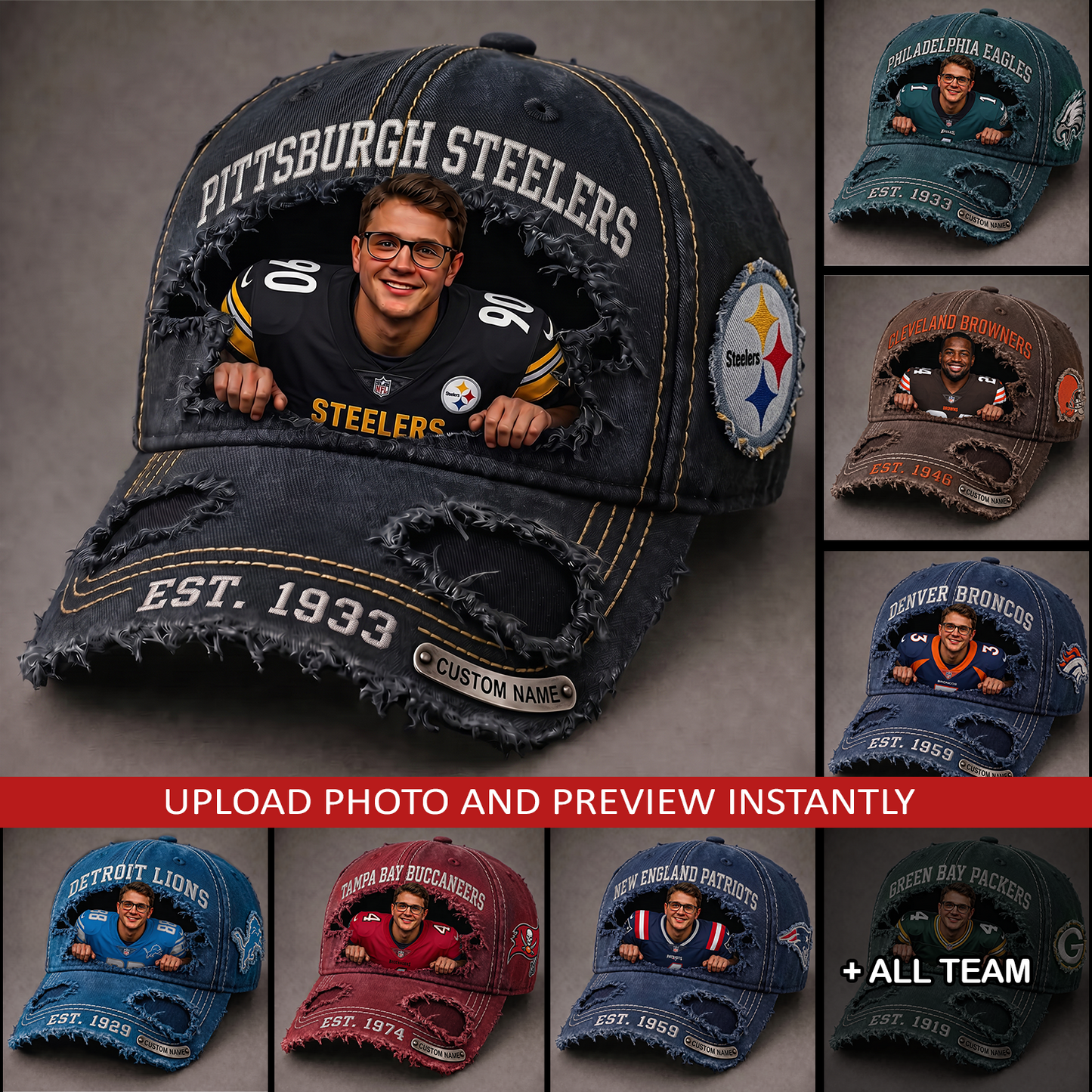 Personalized NFL Sun Hat - Custom Name & Face Gift for Football Fans 0207 V2 NAK NHT