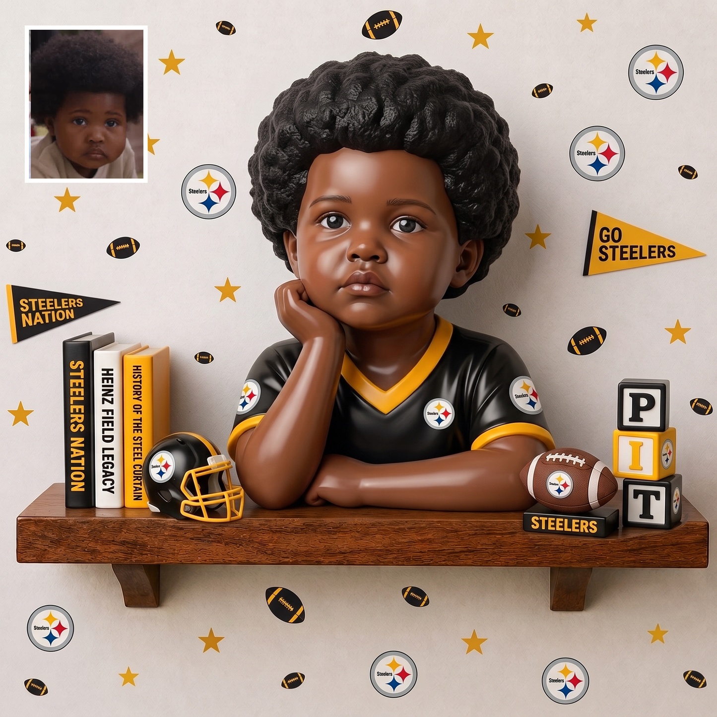 Premium NFL Personalized Kid Wooden Floating Shelf NMD TTV