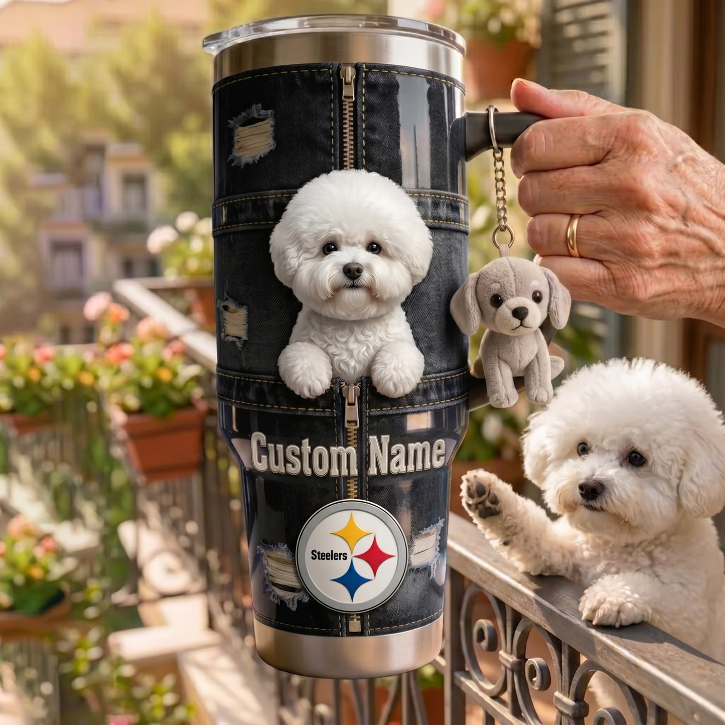 Premium NFL Personalized Pet Tumbler With Plush Charm V2 NMD TTV
