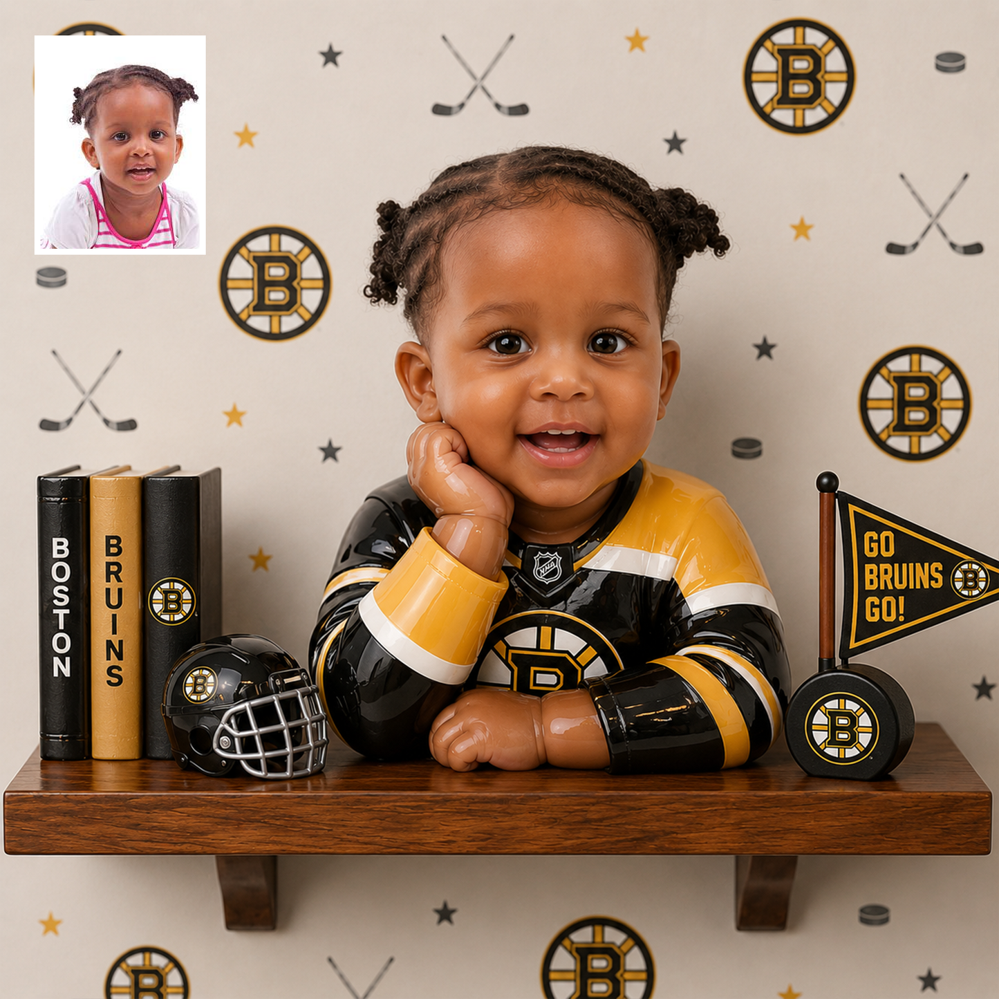 Premium NHL Personalized Kid Wooden Floating Shelf NMD TTV