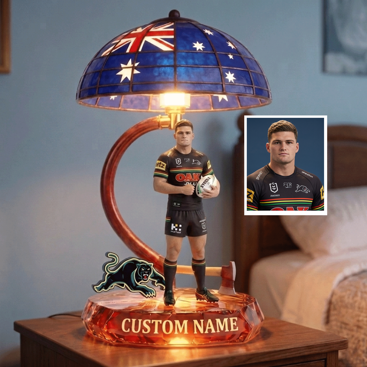Premium NRL Rugby Player Personalized Acrylic LED Night Light NMD CTKT