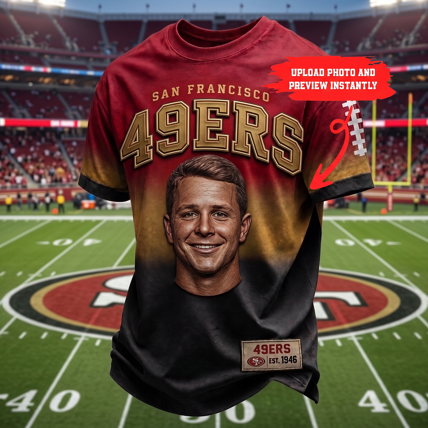 Premium NFL Personalized Portrait Gradient T-Shirt NMD TTV