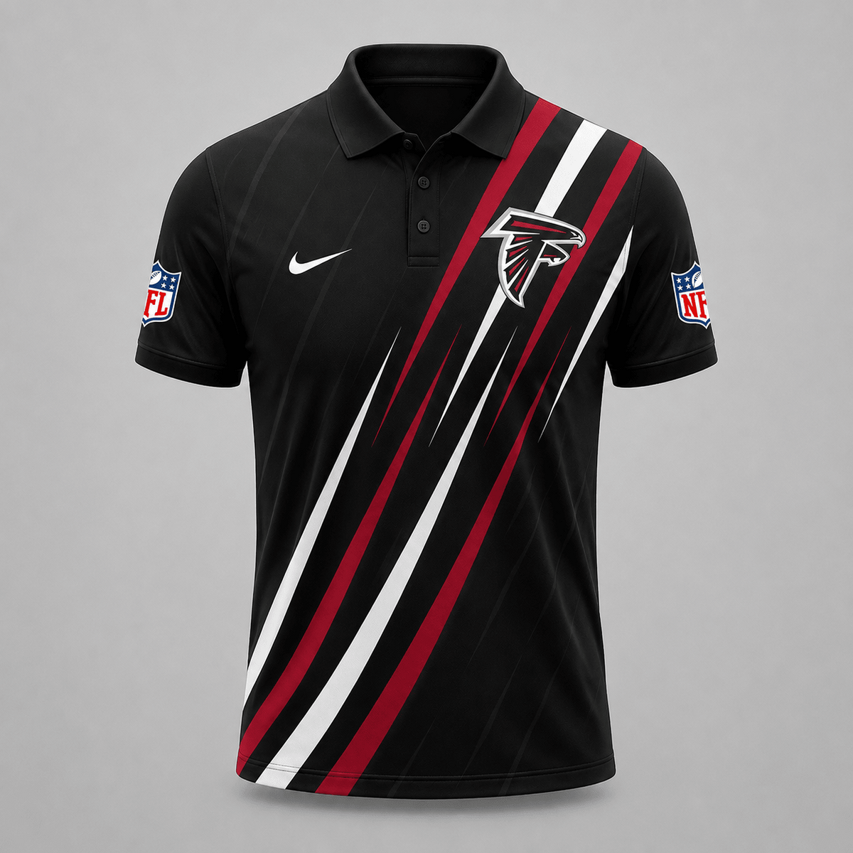 ATL x NFL Premium Athletic Stripe Polo Shirt