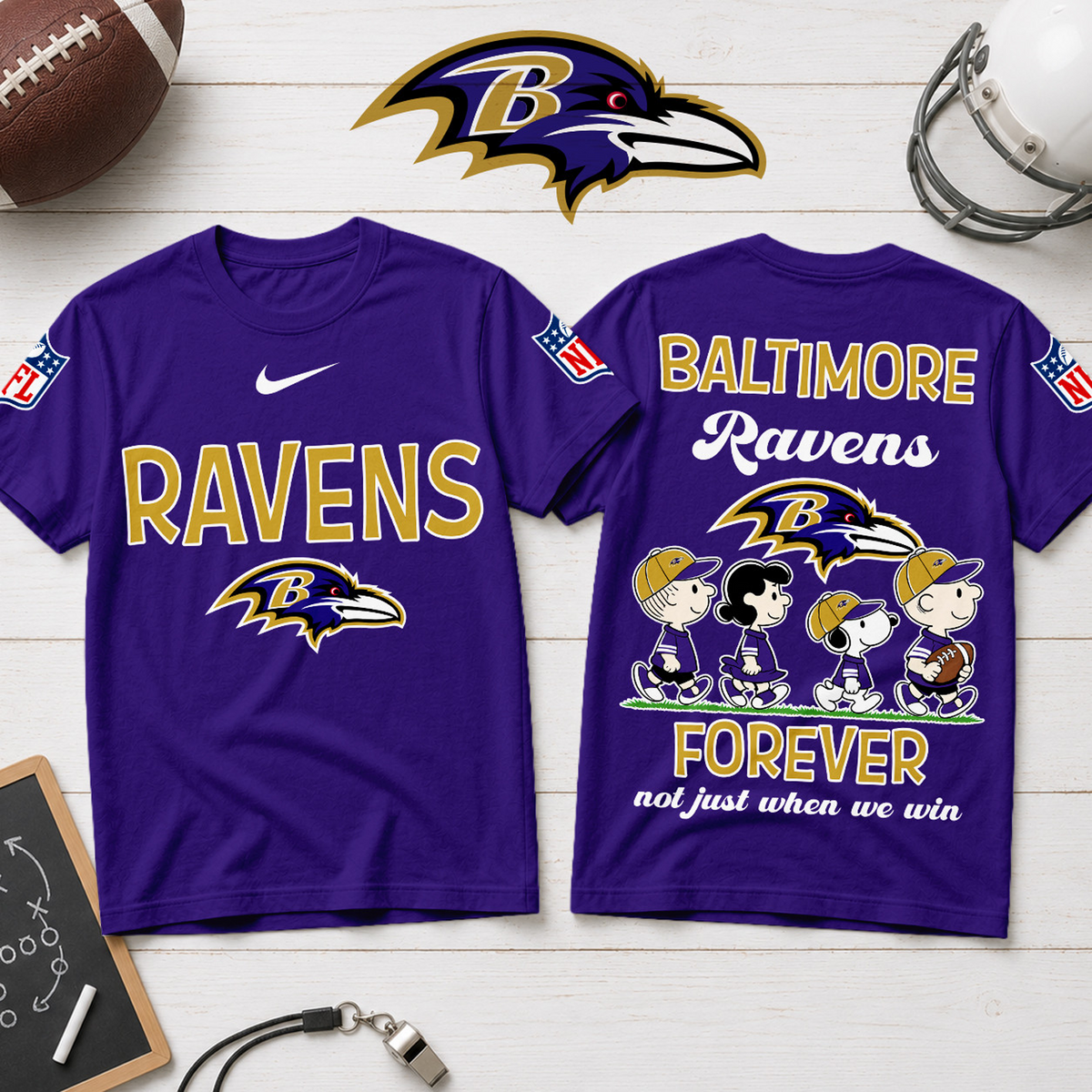 BAL x NFL Forever ƒ?? Peanuts Football Fan 3D Shirt 2007