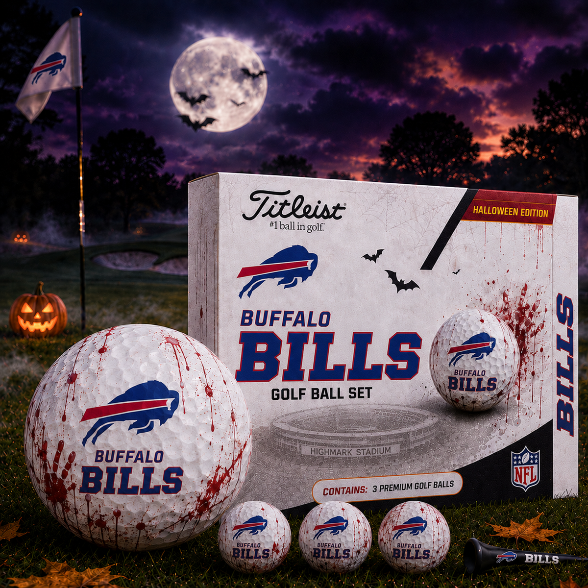 BUF x NFL Halloween Edition Golf Ball Set 3 Premium Golf Balls