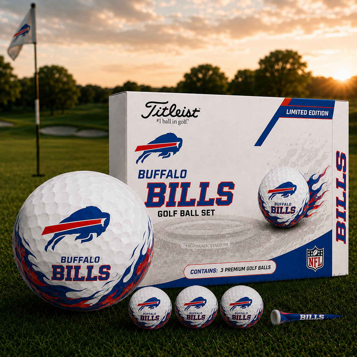 BUF x NFL Inspired Golf Ball Set 3 Premium Golf Balls
