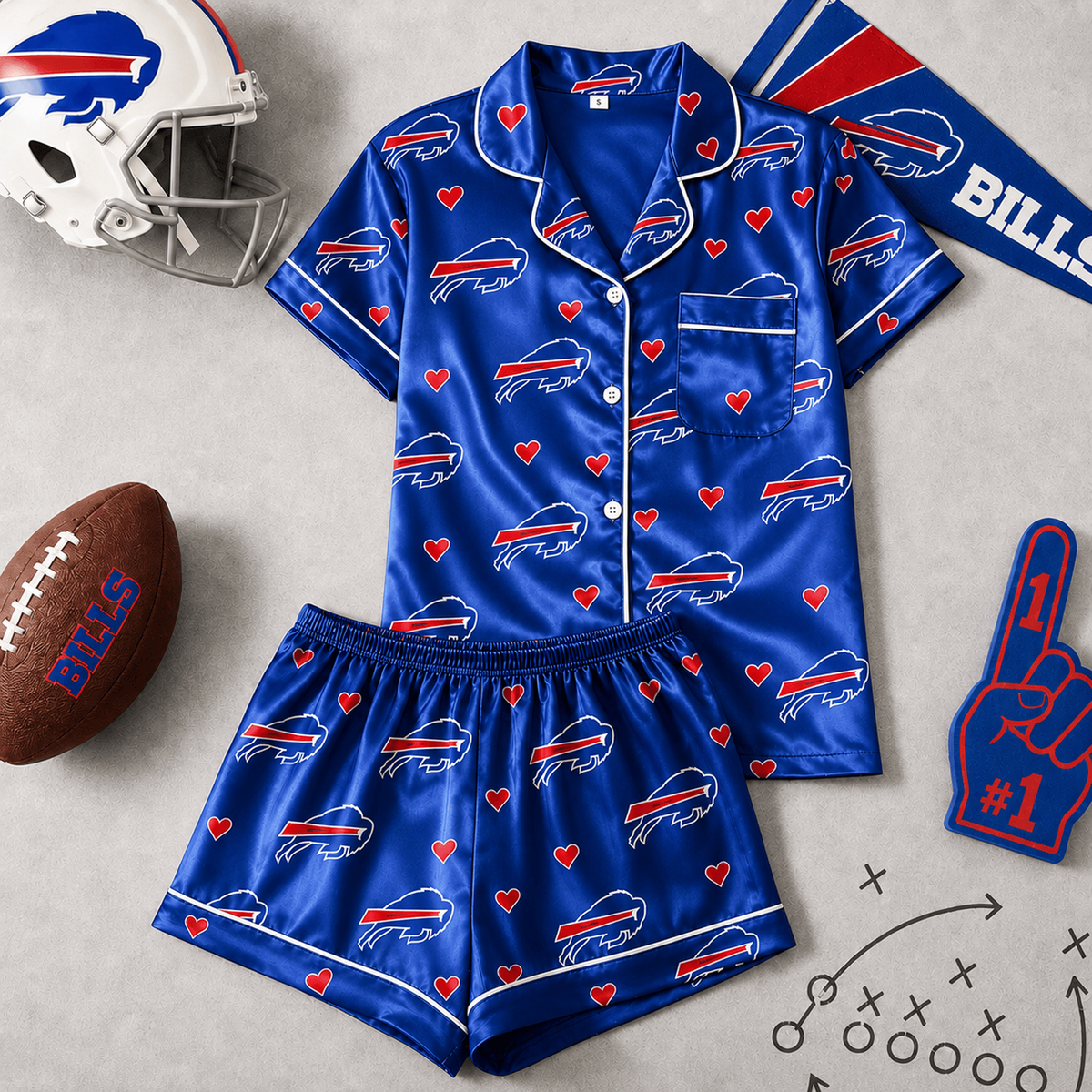 BUF x NFL Love Satin Pajamas Set