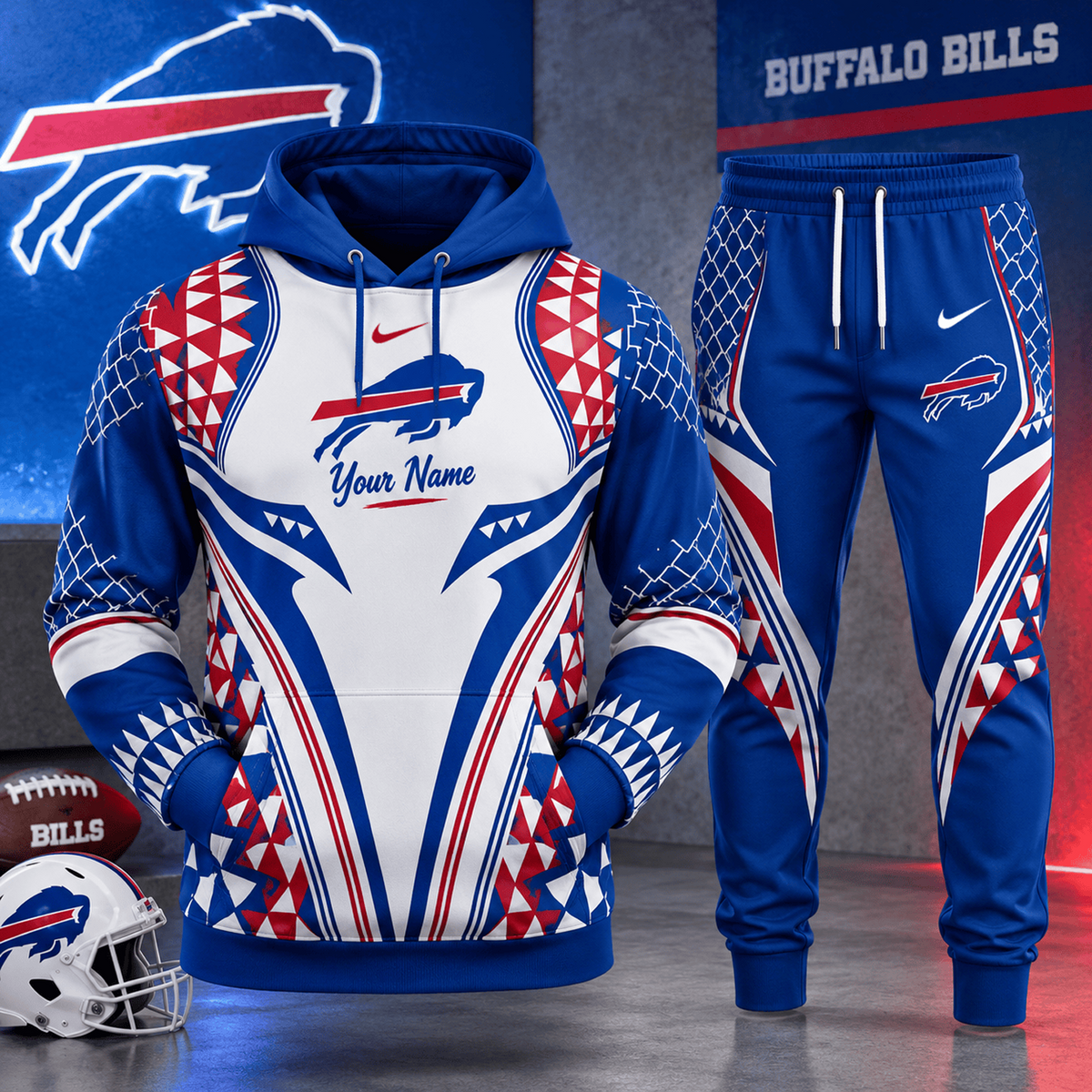 BUF x NFL Premium Football Graphic Hoodie & Jogger Set Fan Game Day Sportswear Outfit