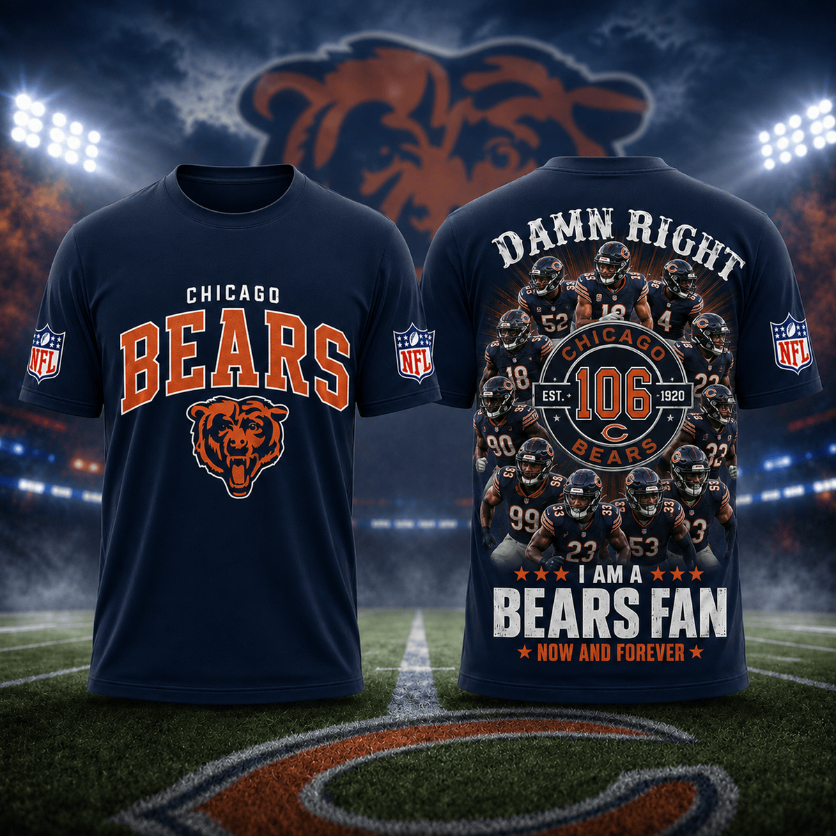 CHI x NFL Damn Right Forever Fan 3D Shirt
