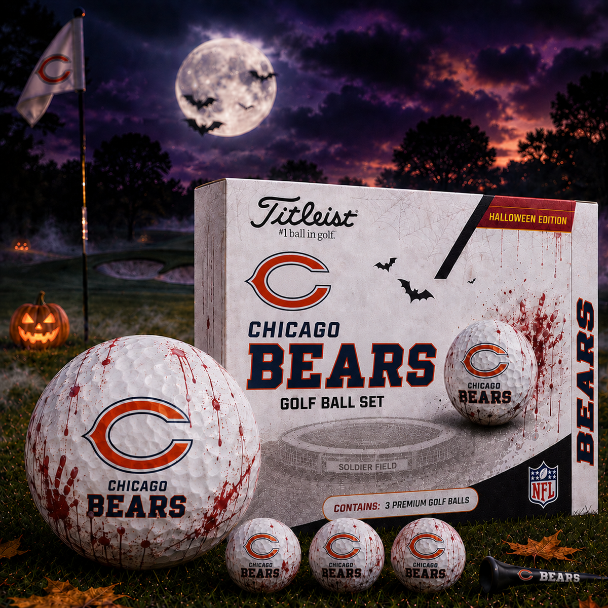 CHI x NFL Halloween Edition Golf Ball Set 3 Premium Golf Balls