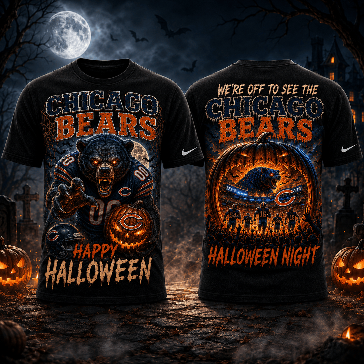 CHI x NFL Halloween Game Day 3D Shirt