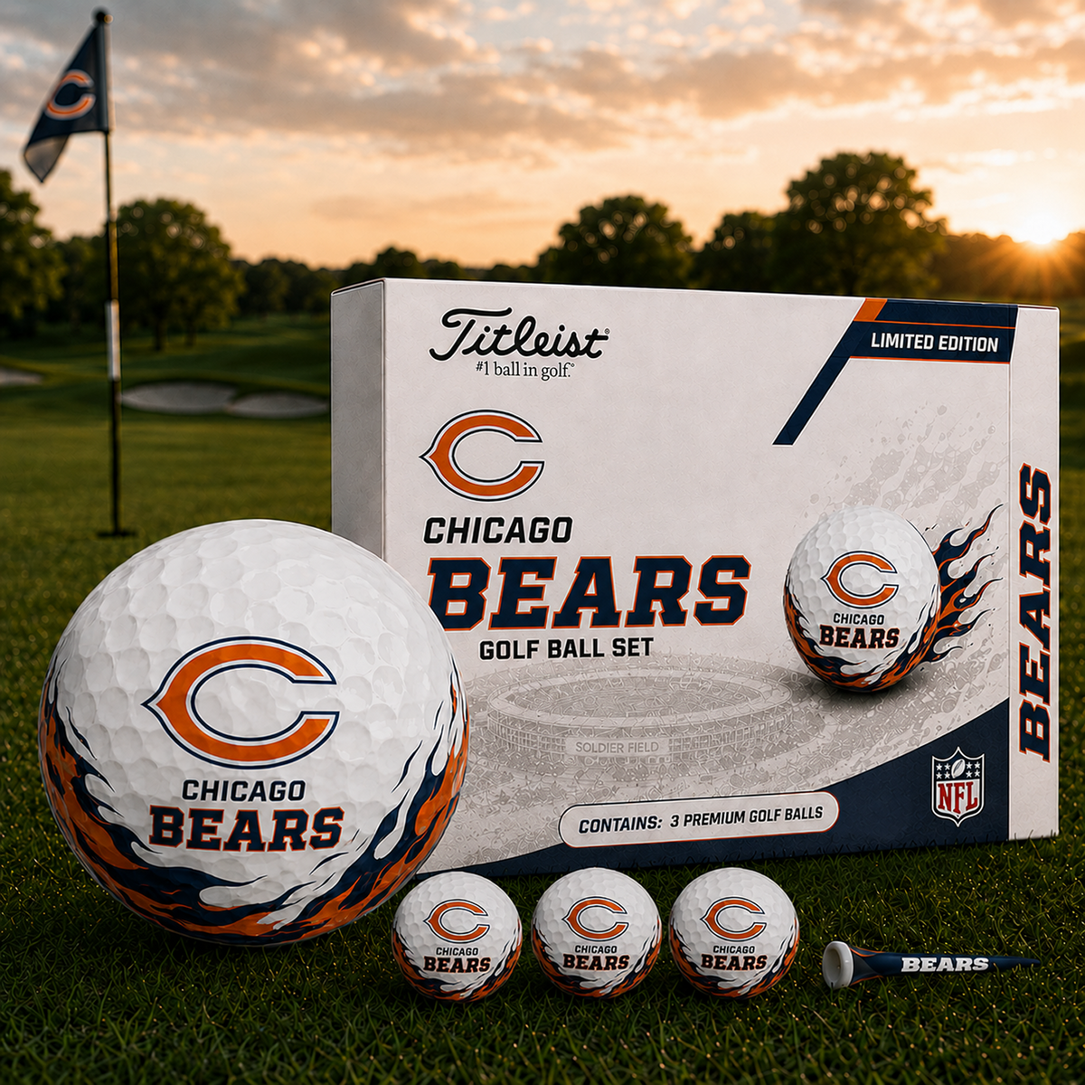 CHI x NFL Inspired Golf Ball Set 3 Premium Golf Balls