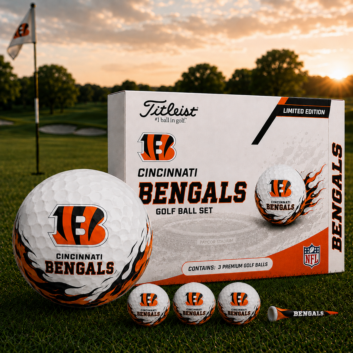 CIN x NFL Inspired Golf Ball Set 3 Premium Golf Balls