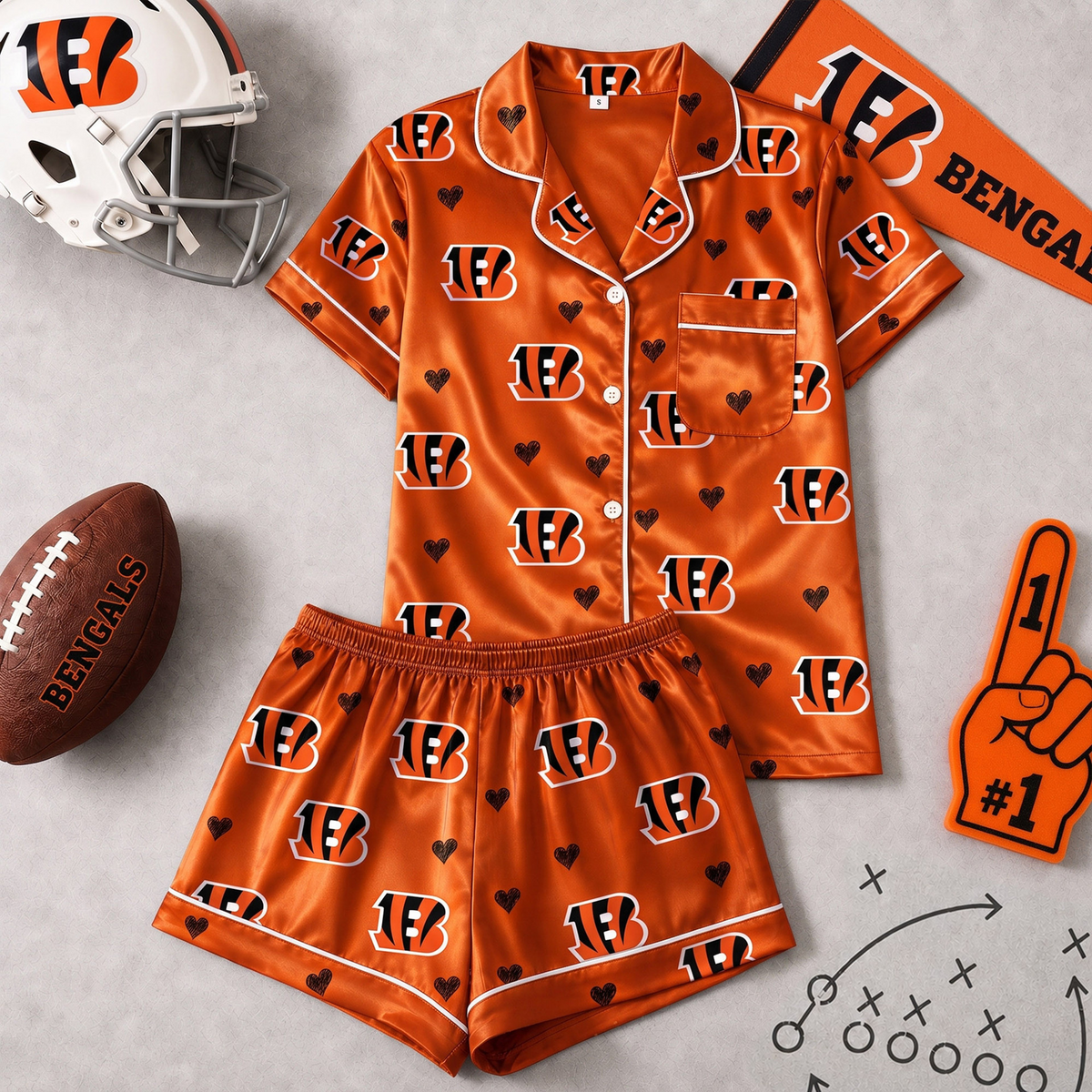 CIN x NFL Love Satin Pajamas Set
