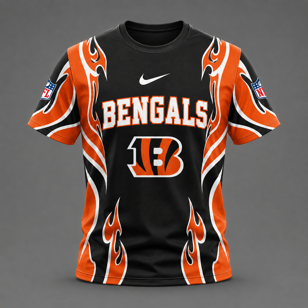 CIN x NFL Premium Football Flame Tribal All Over Print T-Shirt 2208