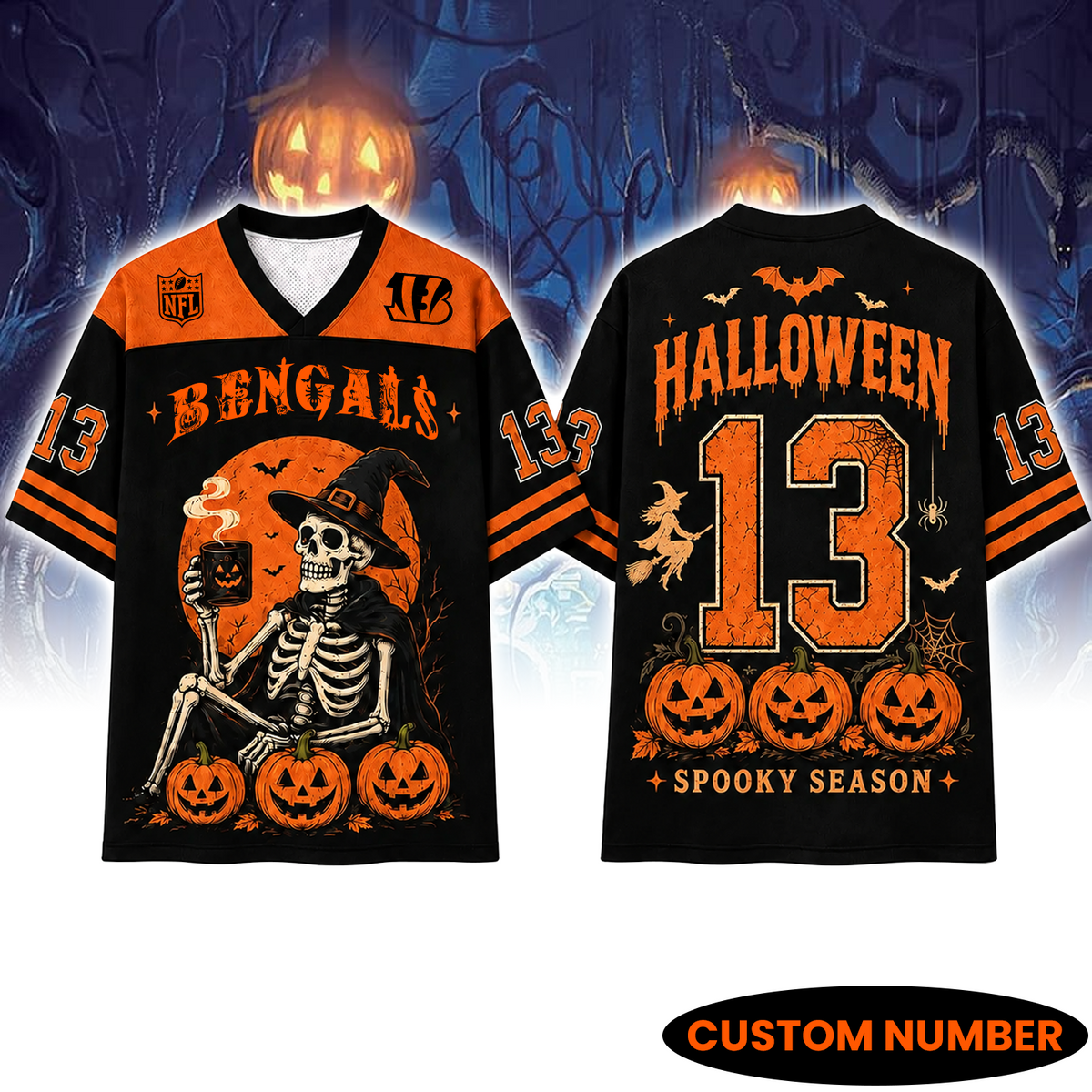 CIN x NFL Witch Skeleton Mesh Shirt