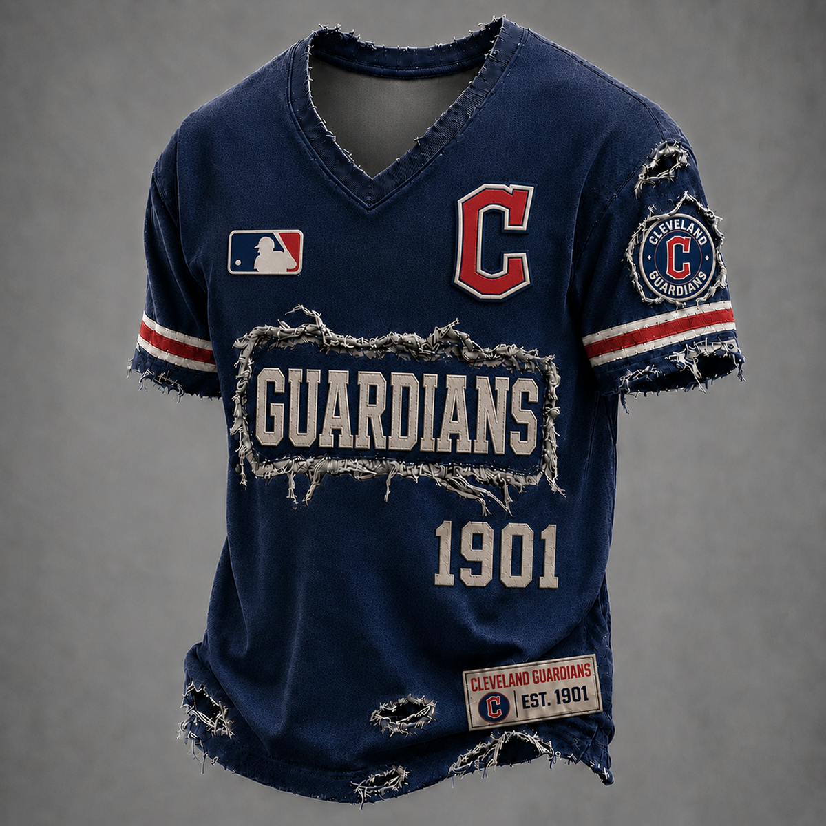 CLE x MLB LUXURY V-Neck T-Shirt 0406 DatND DVT