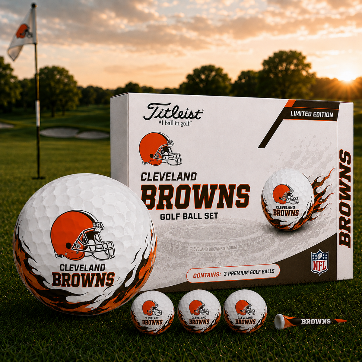 CLE x NFL Inspired Golf Ball Set 3 Premium Golf Balls