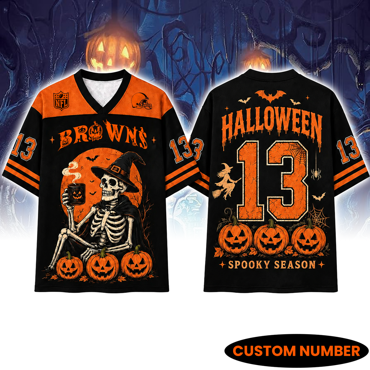 CLE x NFL Witch Skeleton Mesh Shirt