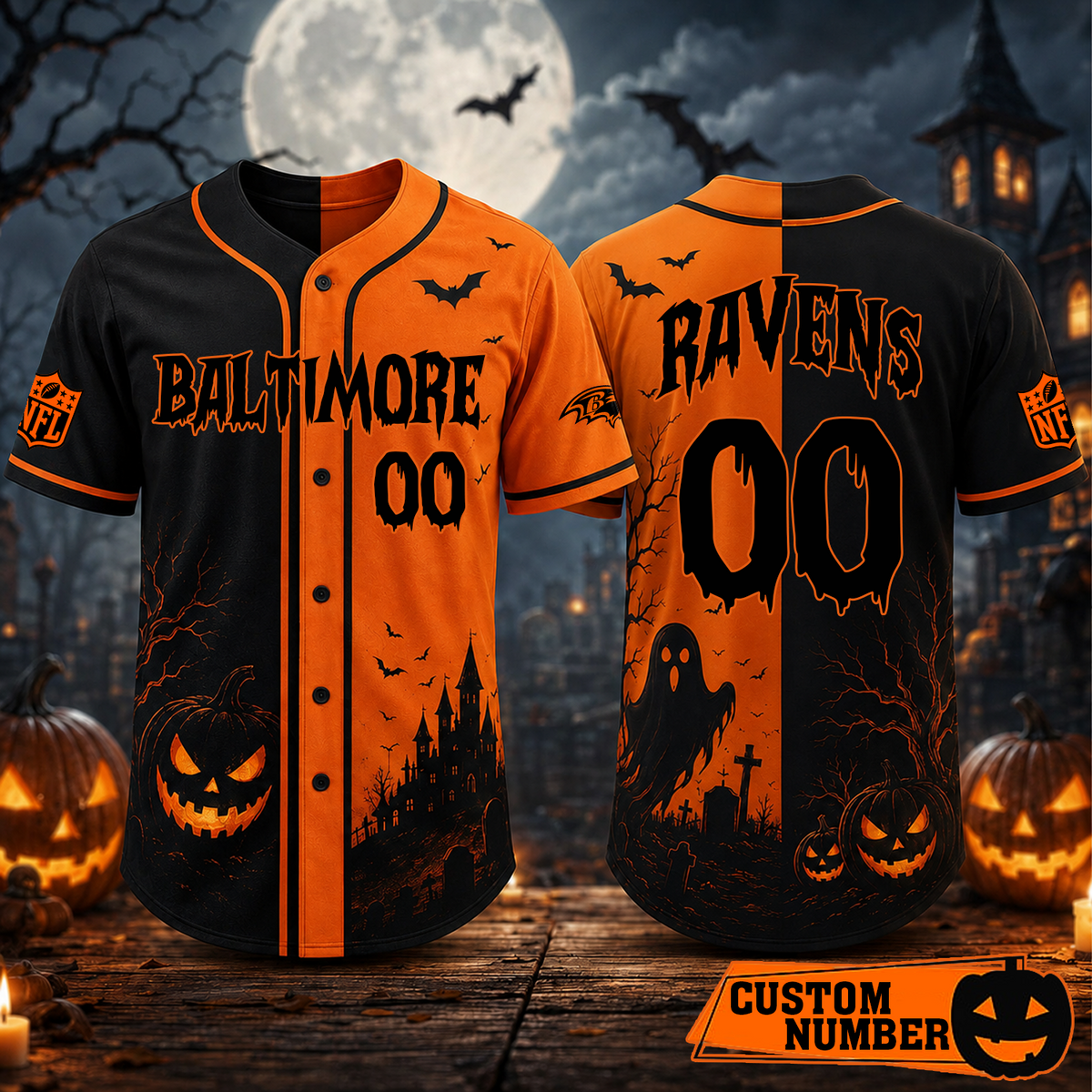 Custom NFL x BAL Season Baseball Jersey