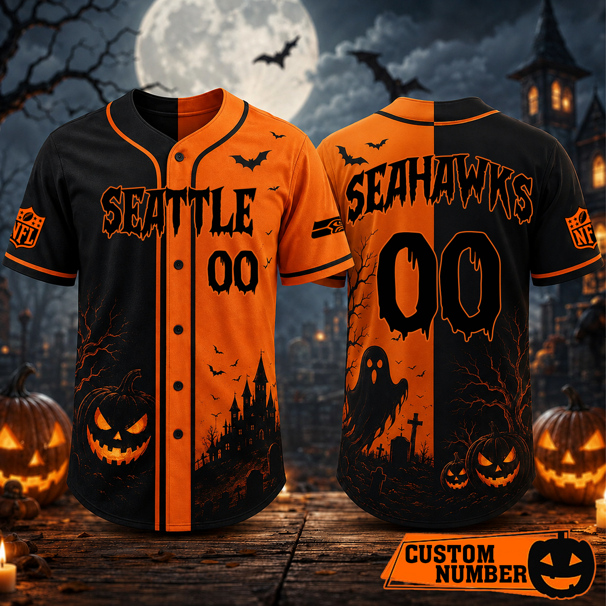 Custom NFL x SEA Season Baseball Jersey