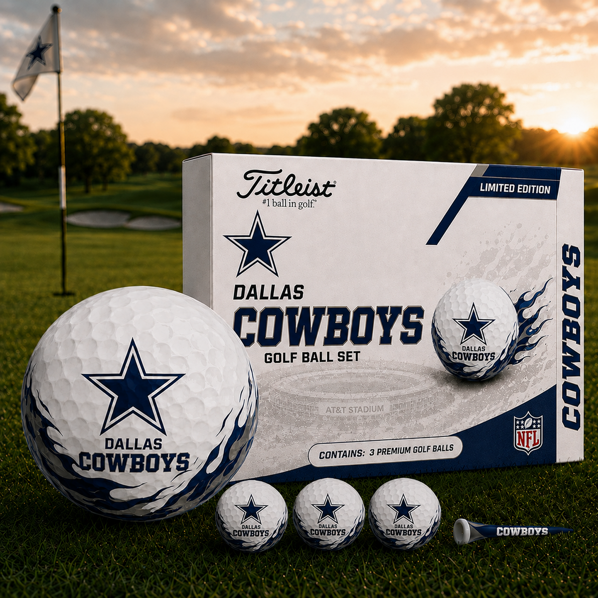 DAL x NFL Inspired Golf Ball Set 3 Premium Golf Balls