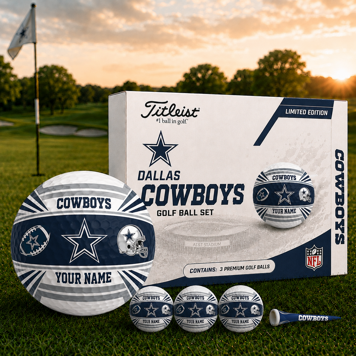 DAL x NFL Inspired Golf Ball Set 3 Premium Golf Balls V2