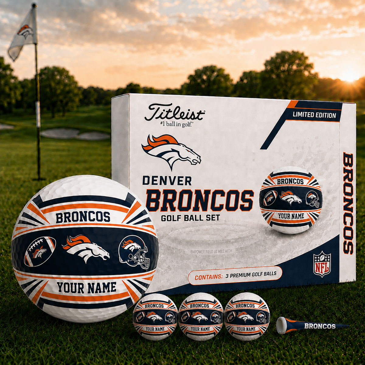 DEN x NFL Inspired Golf Ball Set 3 Premium Golf Balls V2