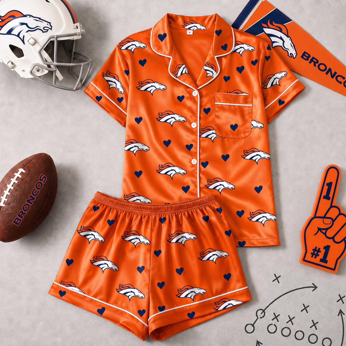 DEN x NFL Love Satin Pajamas Set