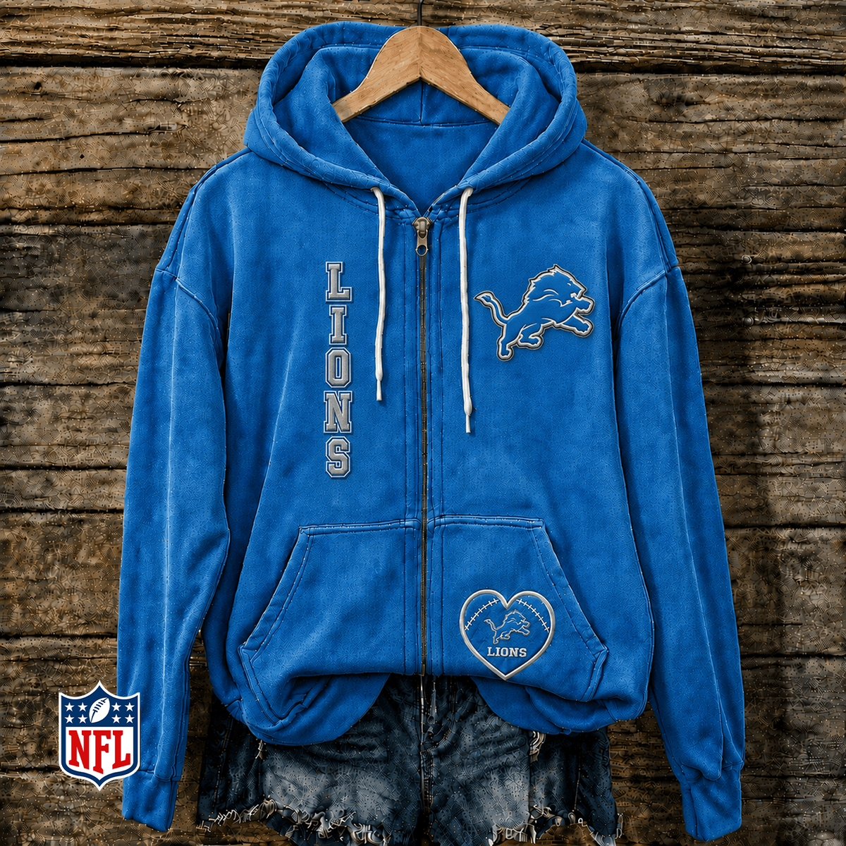 DET x NFL Full-Zip Fleece Hoodie