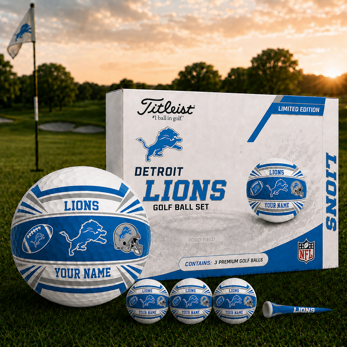 DET x NFL Inspired Golf Ball Set 3 Premium Golf Balls V2