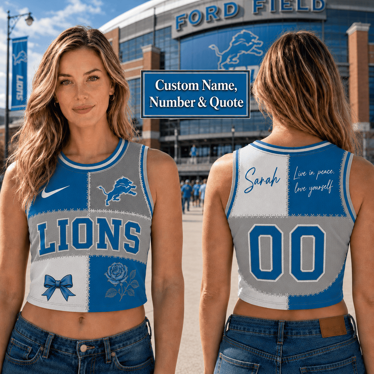 DET x NFL Premium Women Croptop Tank Top
