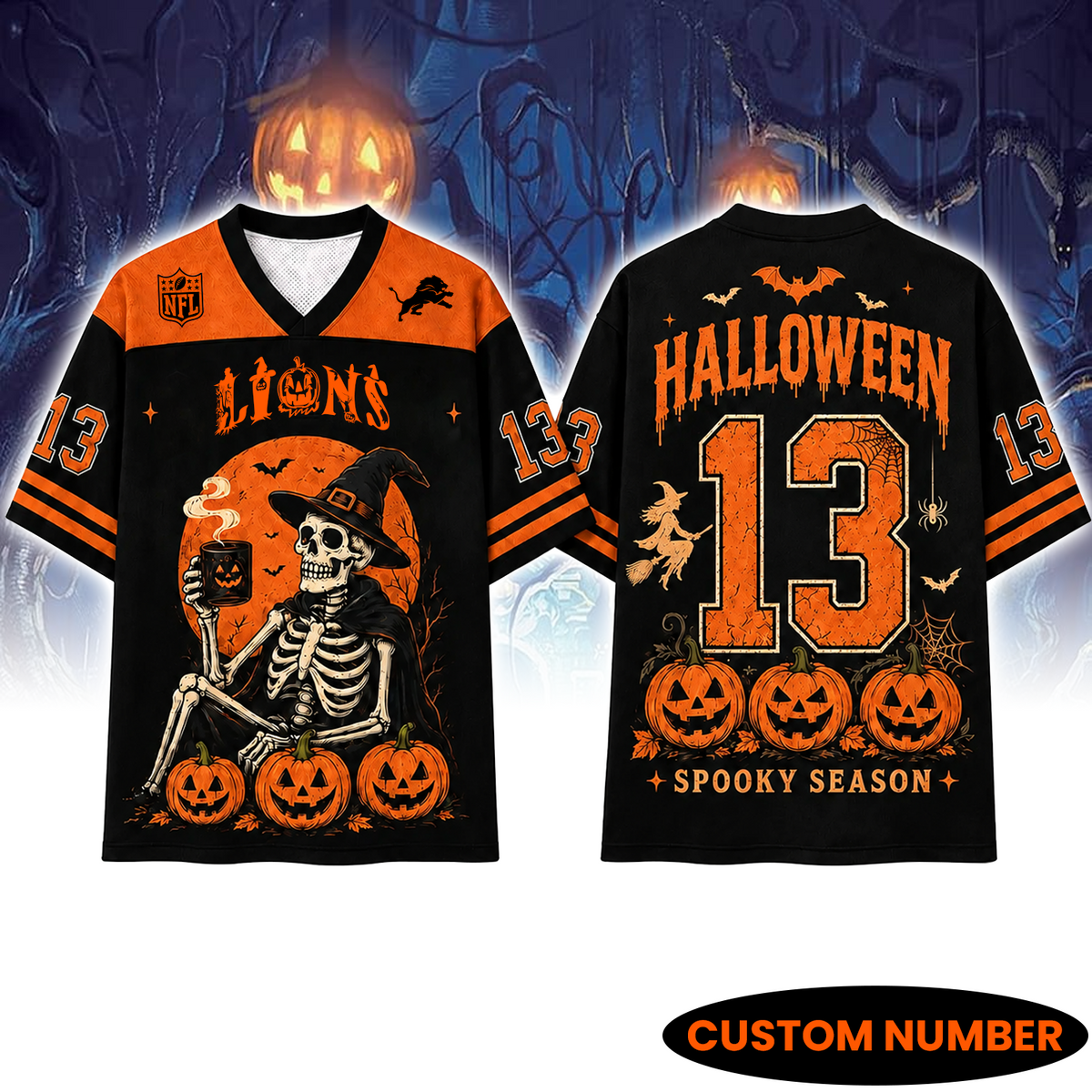 DET x NFL Witch Skeleton Mesh Shirt