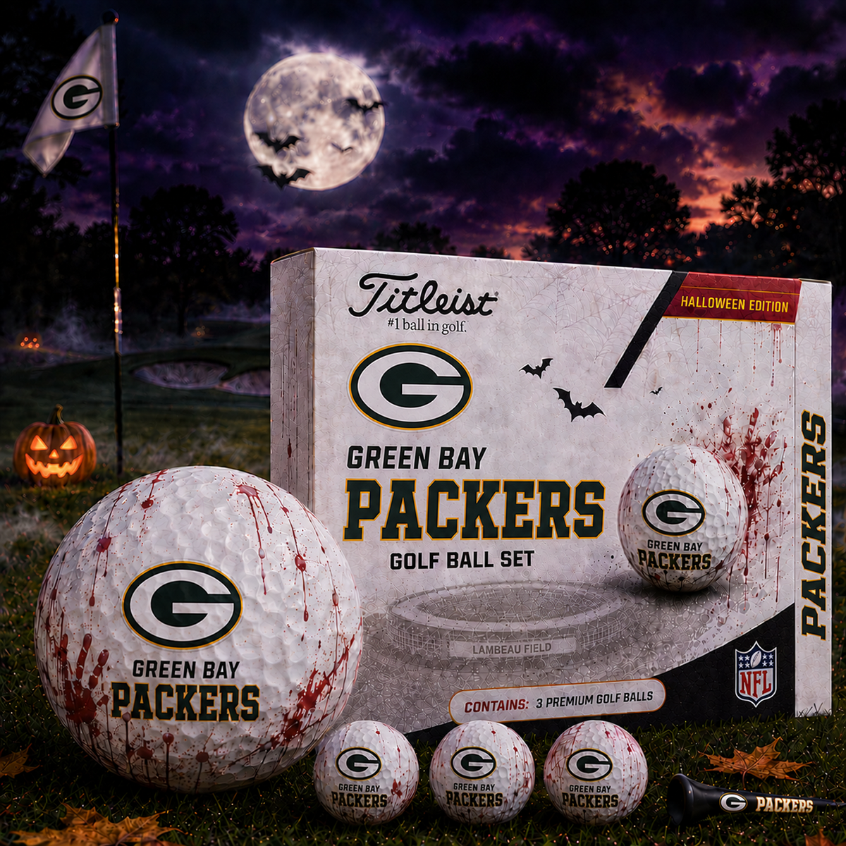 GB x NFL Halloween Edition Golf Ball Set 3 Premium Golf Balls