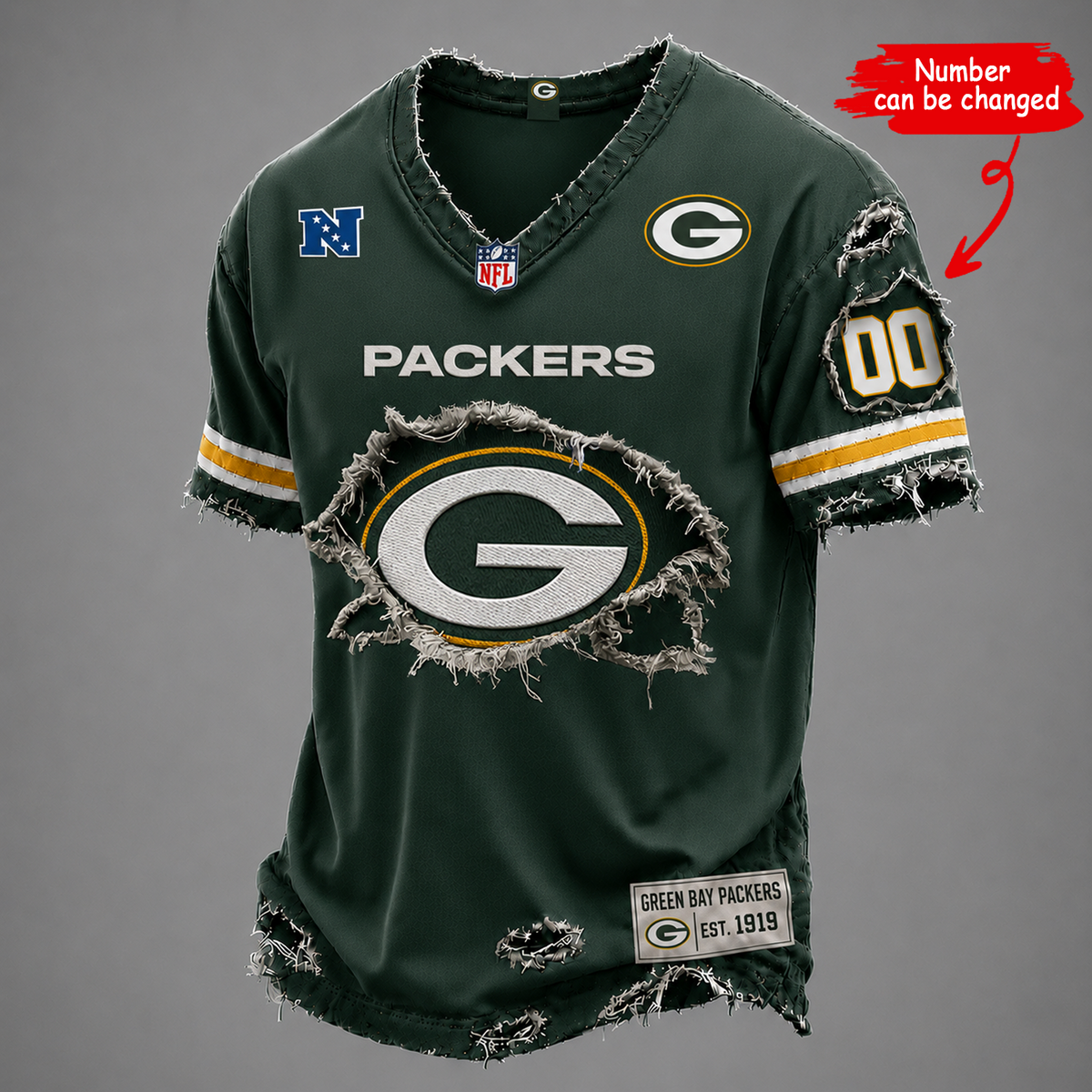 GB x NFL LUXURY V-Neck T-Shirt V2 1506