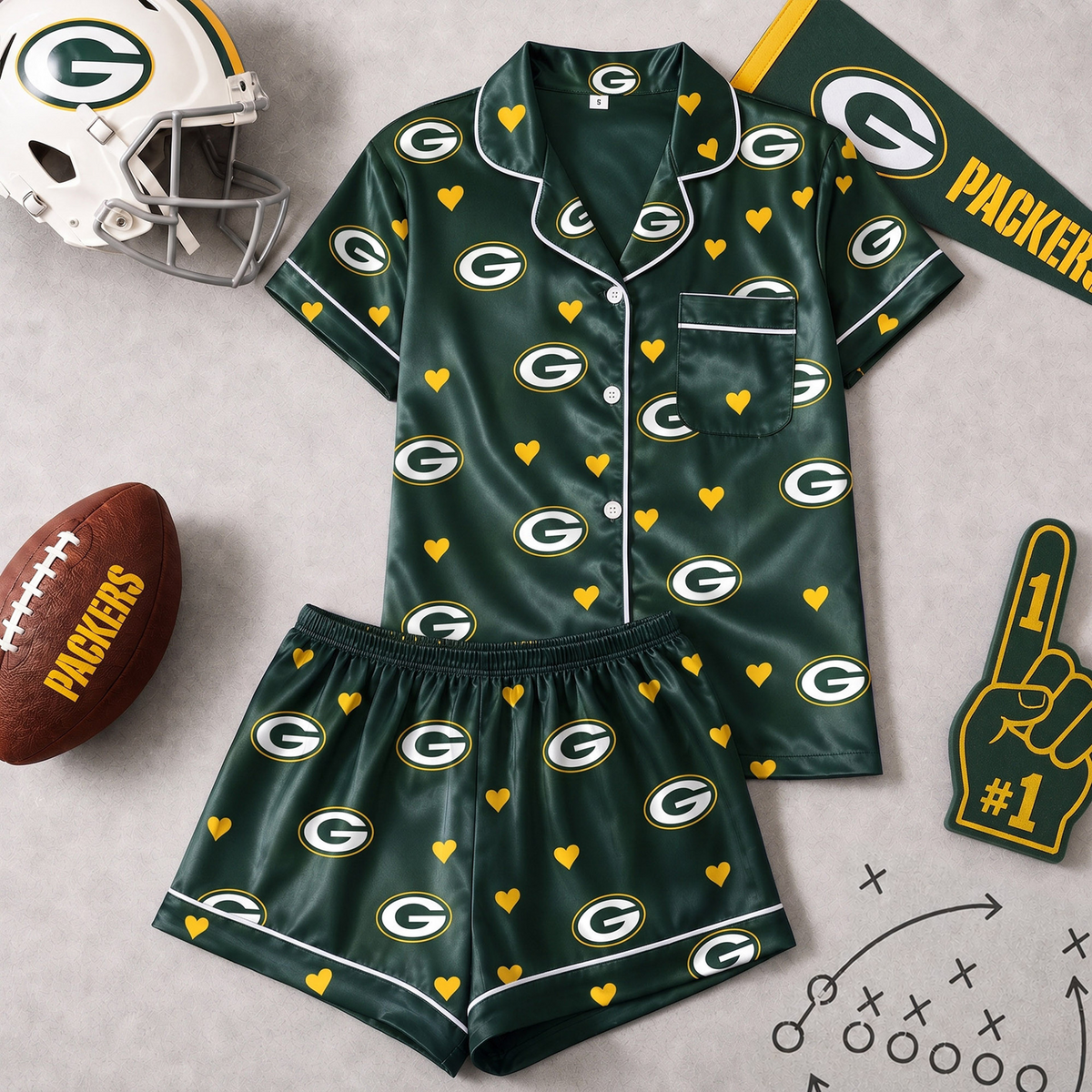 GB x NFL Love Satin Pajamas Set