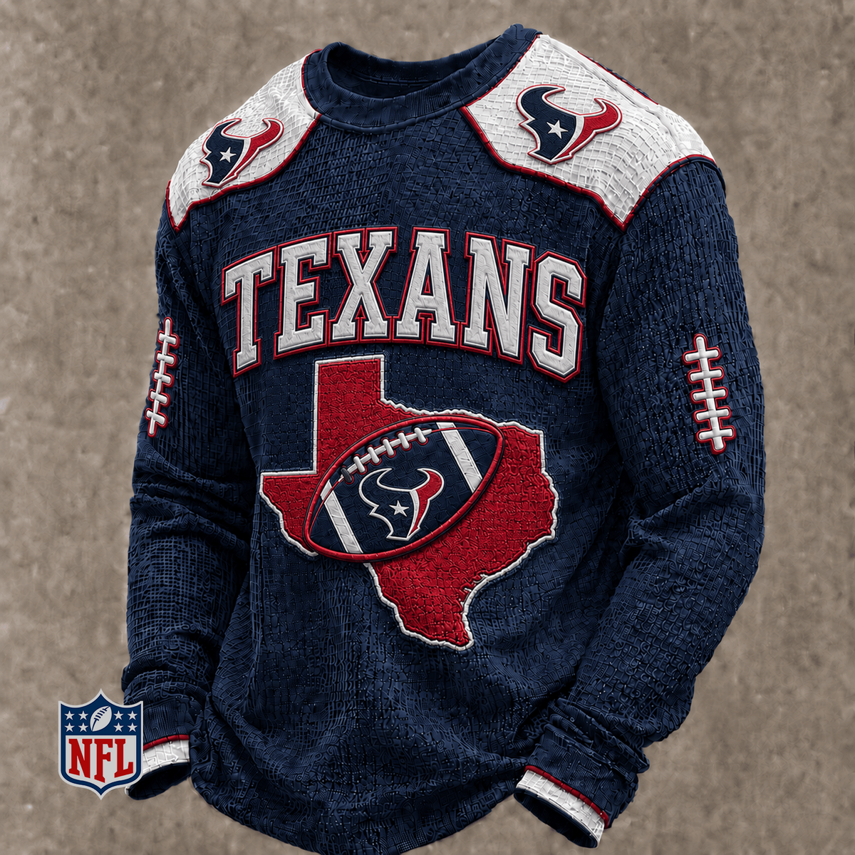 HOU x NFL Baseball Team Embroidered Crewneck Sweatshirt