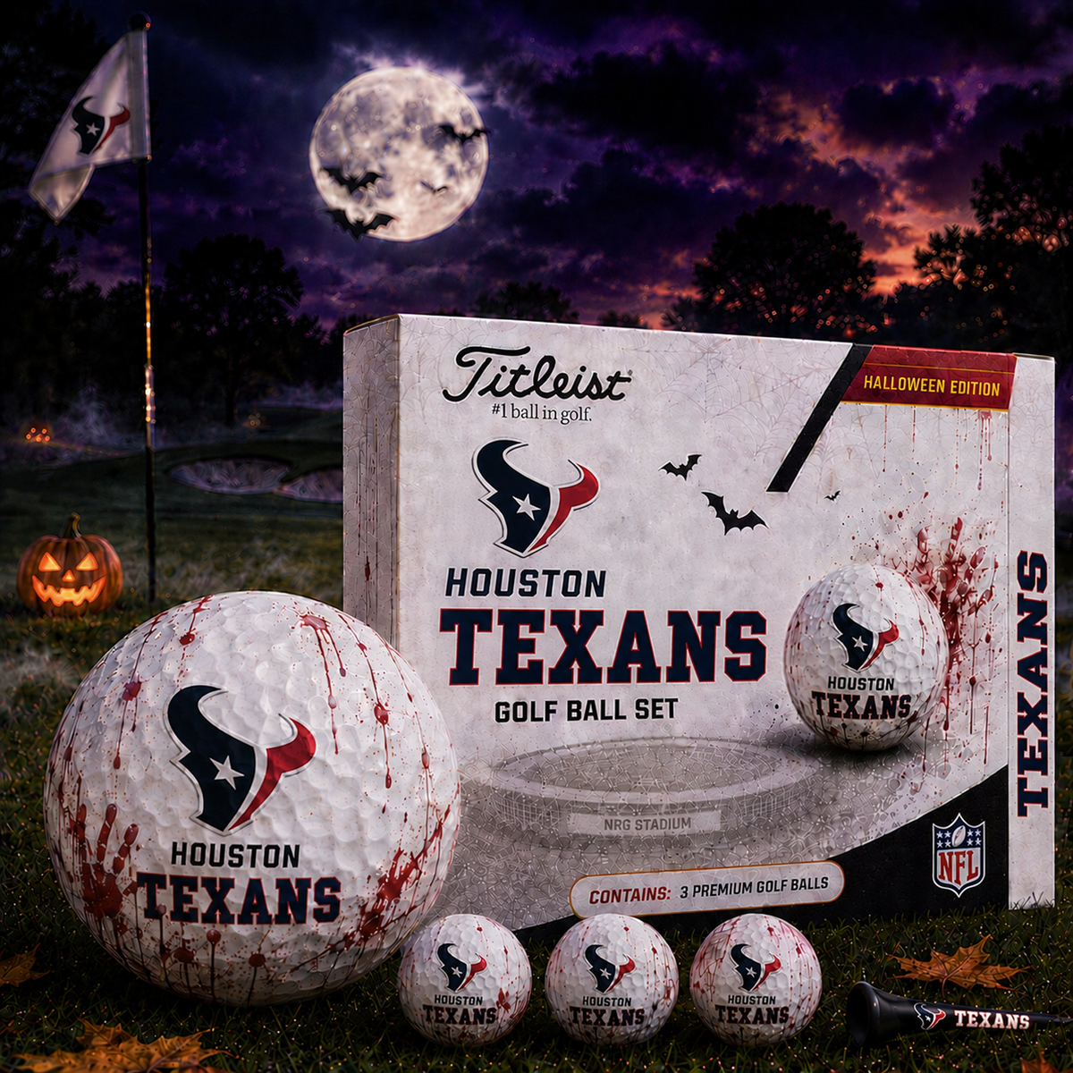 HOU x NFL Halloween Edition Golf Ball Set 3 Premium Golf Balls