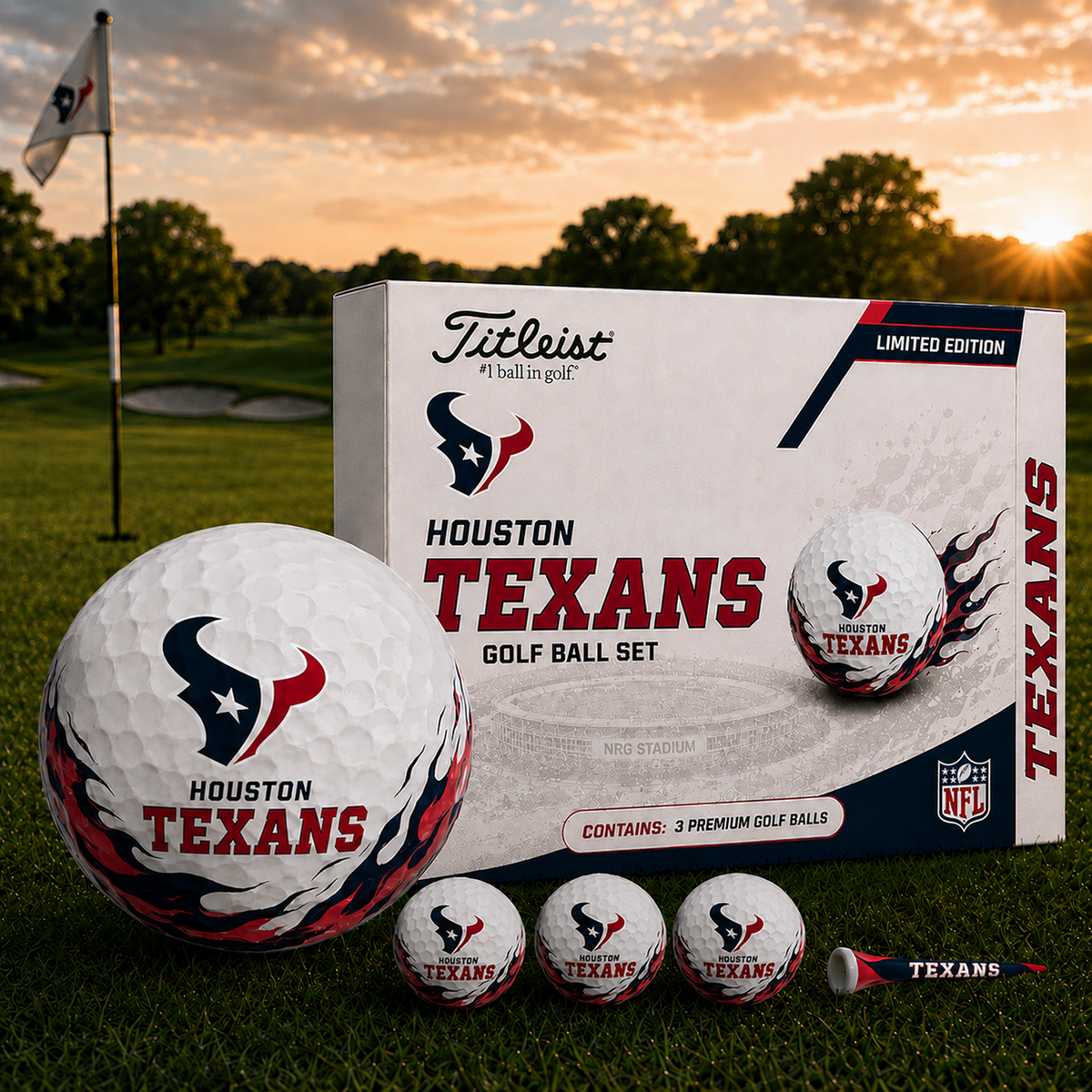 HOU x NFL Inspired Golf Ball Set 3 Premium Golf Balls