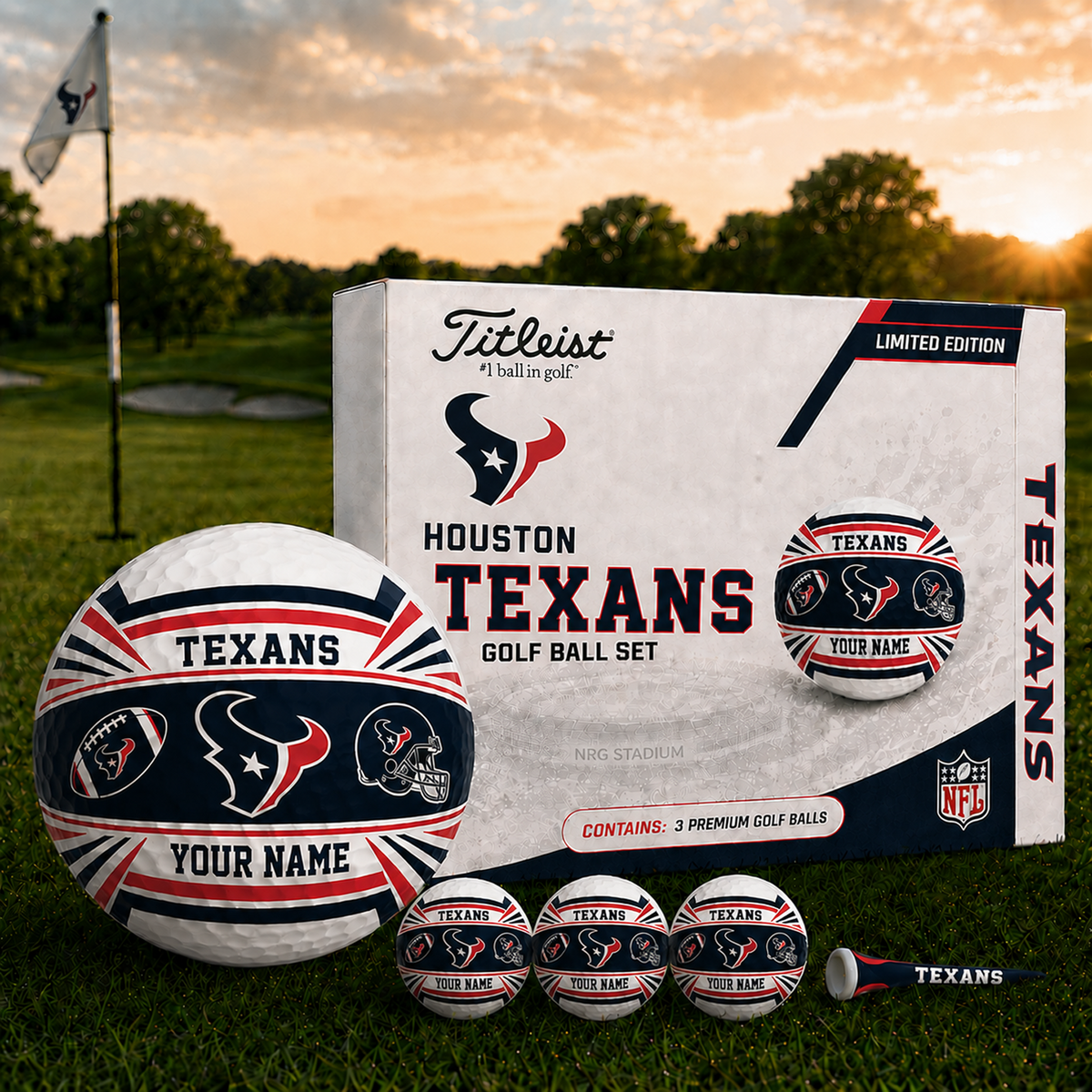 HOU x NFL Inspired Golf Ball Set 3 Premium Golf Balls V2