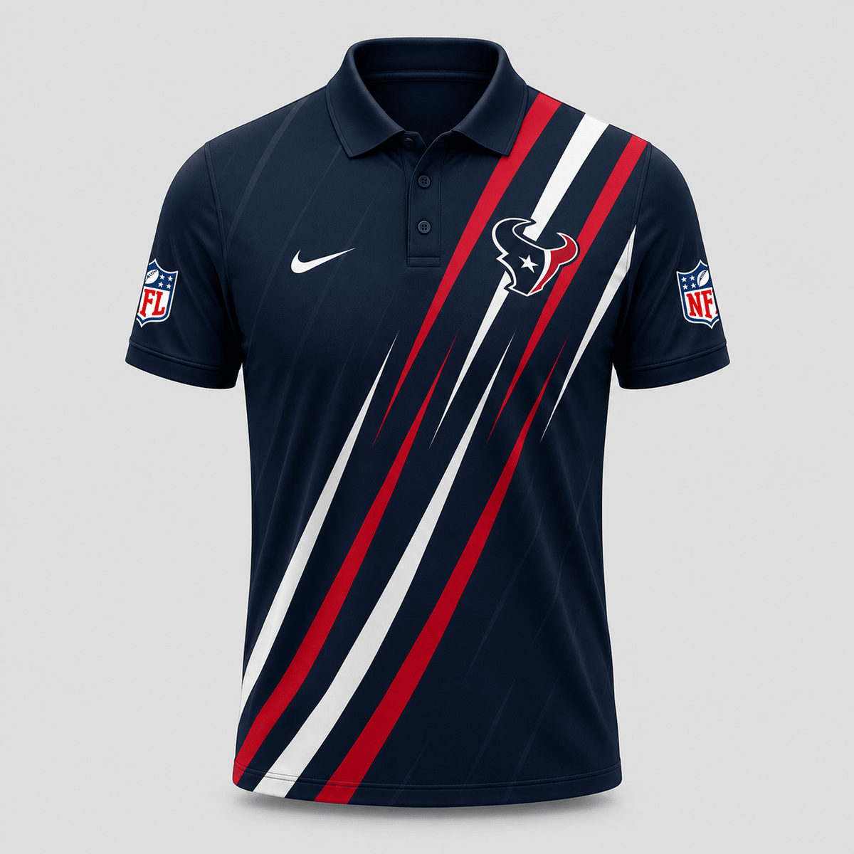 HOU x NFL Premium Athletic Stripe Polo Shirt