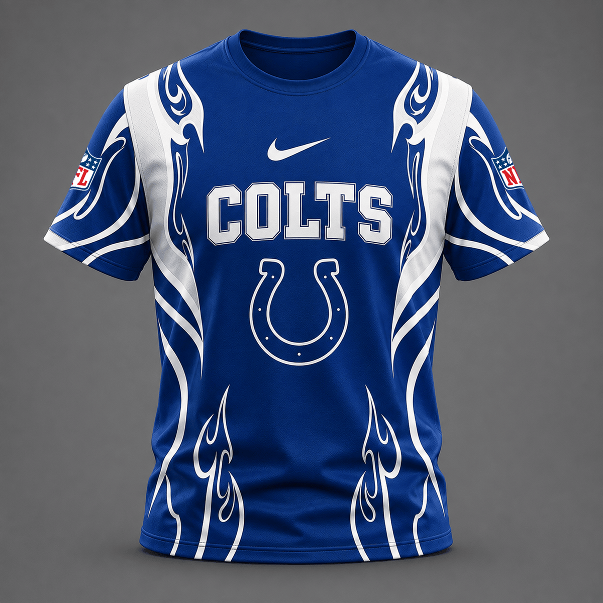 IND x NFL Premium Football Flame Tribal All Over Print T-Shirt 2208