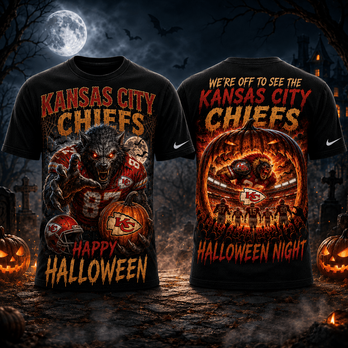KC x NFL Halloween Game Day 3D Shirt