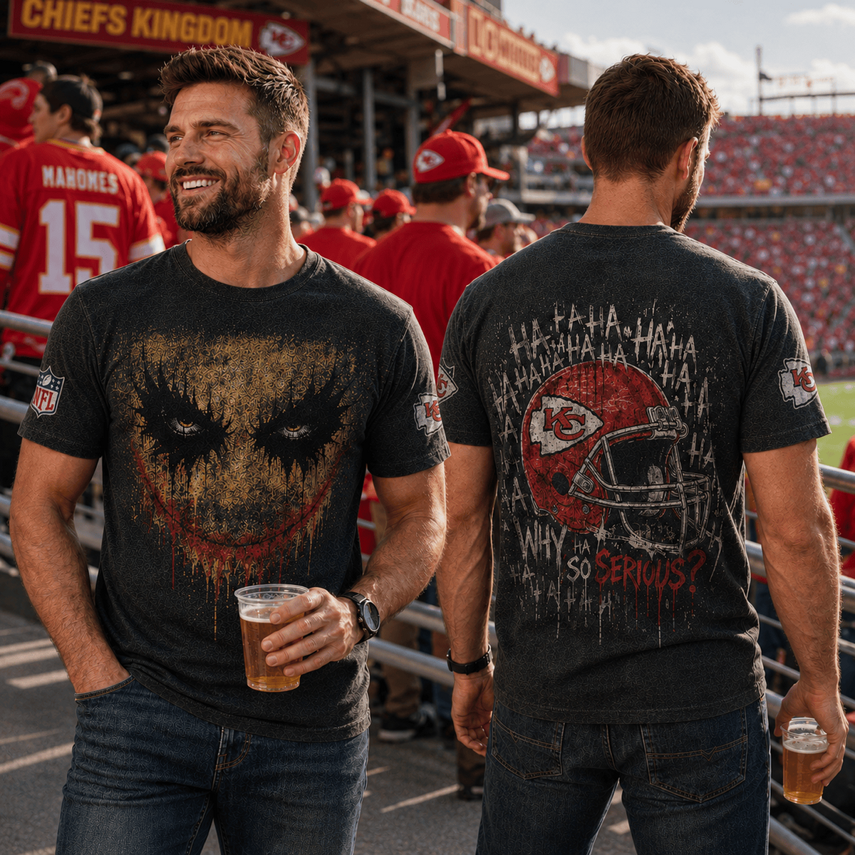 KC x NFL Premium Joker 3D T-Shirt For Football Fans Loving Dark Aesthetic