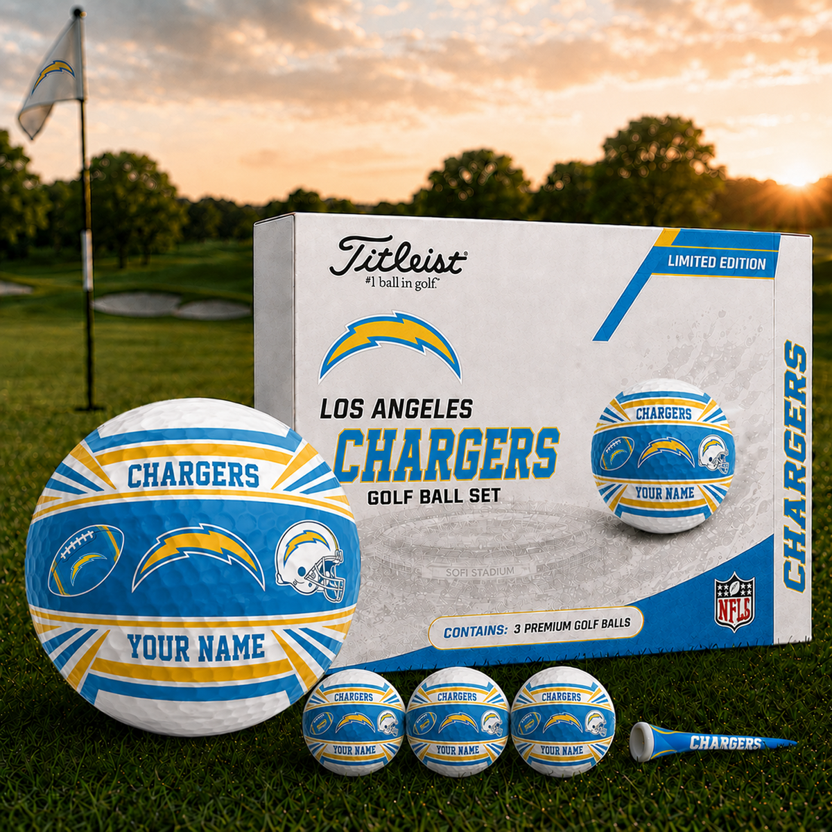 LAC x NFL Inspired Golf Ball Set 3 Premium Golf Balls V2