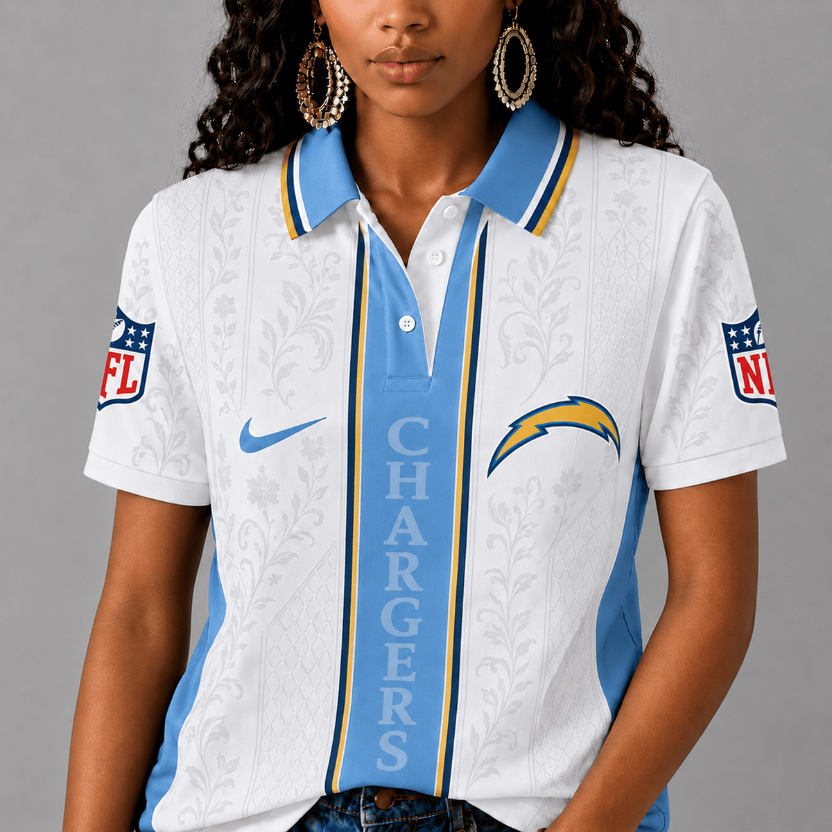 LAC x NFL Premium Floral Elegance Polo Shirt
