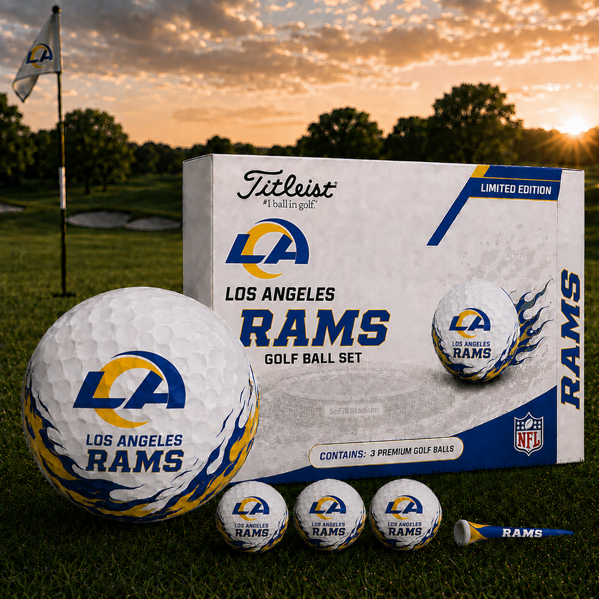 LAR x NFL Inspired Golf Ball Set 3 Premium Golf Balls