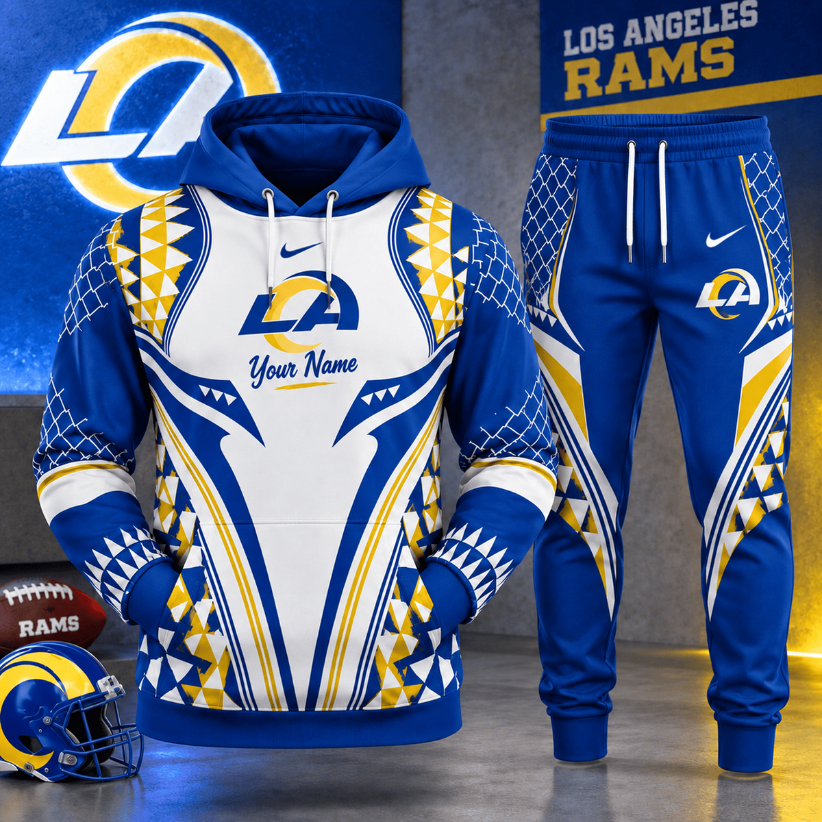 LAR x NFL Premium Football Graphic Hoodie & Jogger Set Fan Game Day Sportswear Outfit