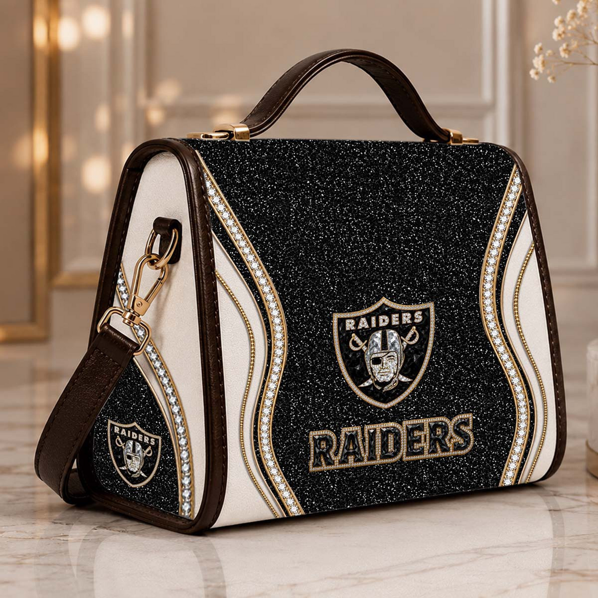 LV x NFL Glitter Leather Handbag