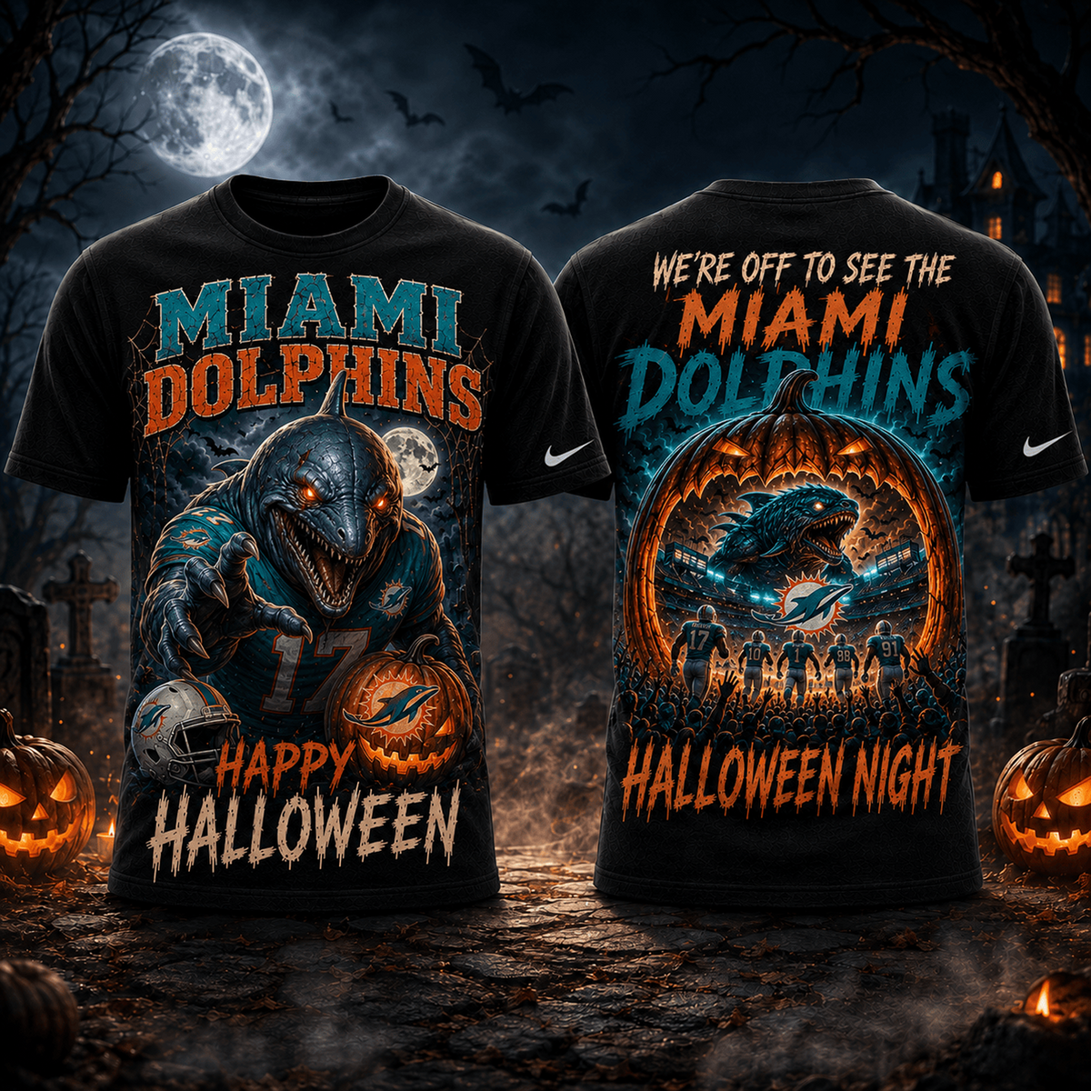 MIA x NFL Halloween Game Day 3D Shirt